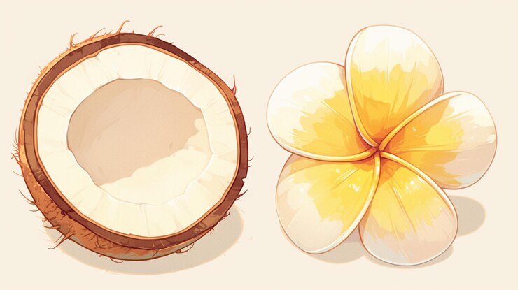 Vetor motivos tailandeses de coco com elementos tropicais