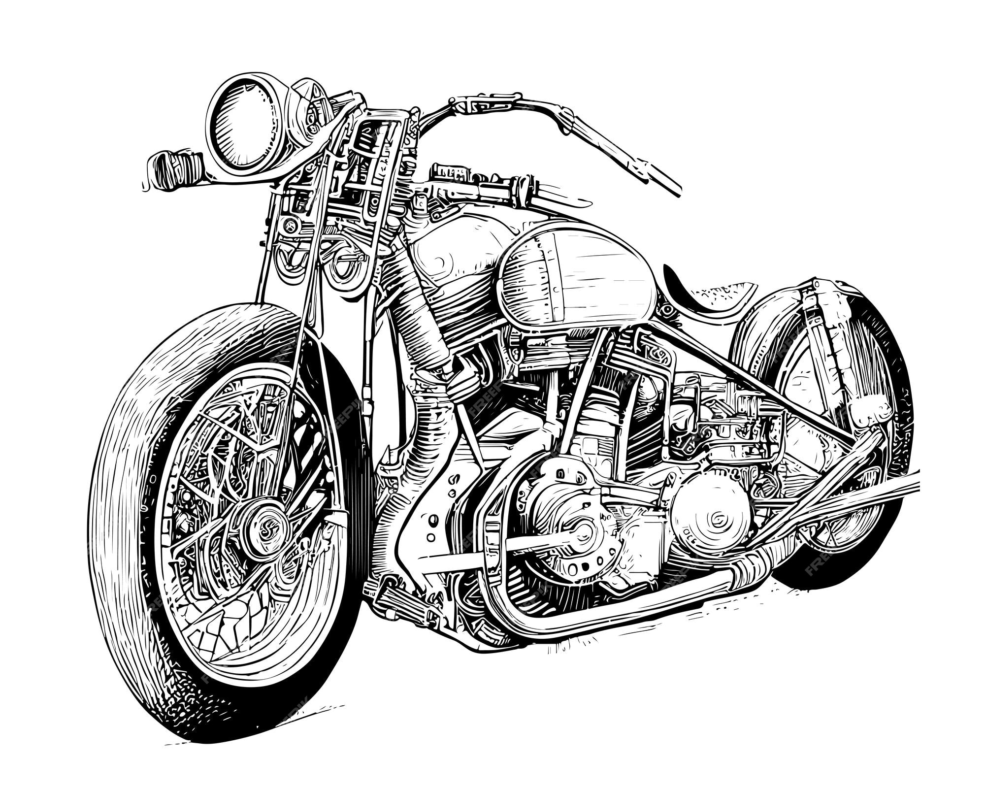 Desenho de ilustração vetorial desenhada à mão para moto de