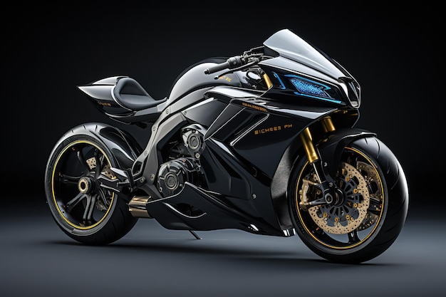 Vetor moto super esportiva 3d preta em fundo branco isolado ilustração 3d