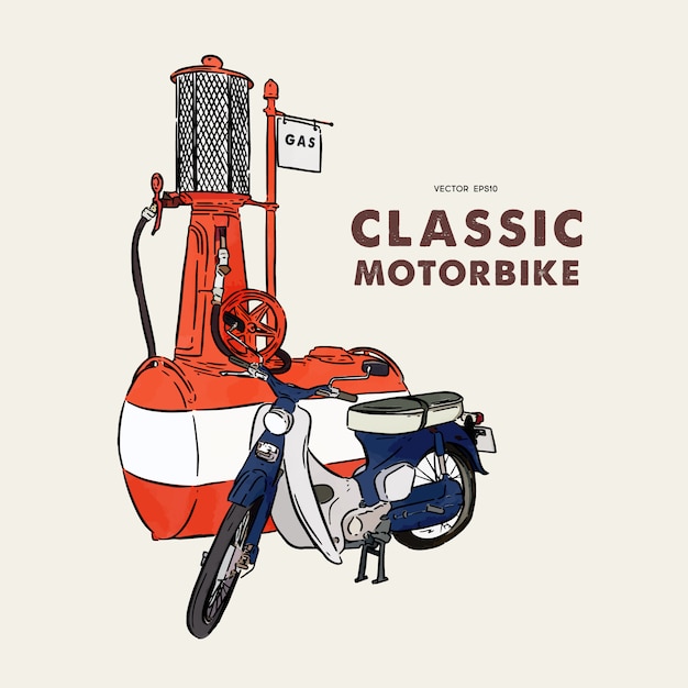 Moto vintage. mão desenhar desenho vetorial.