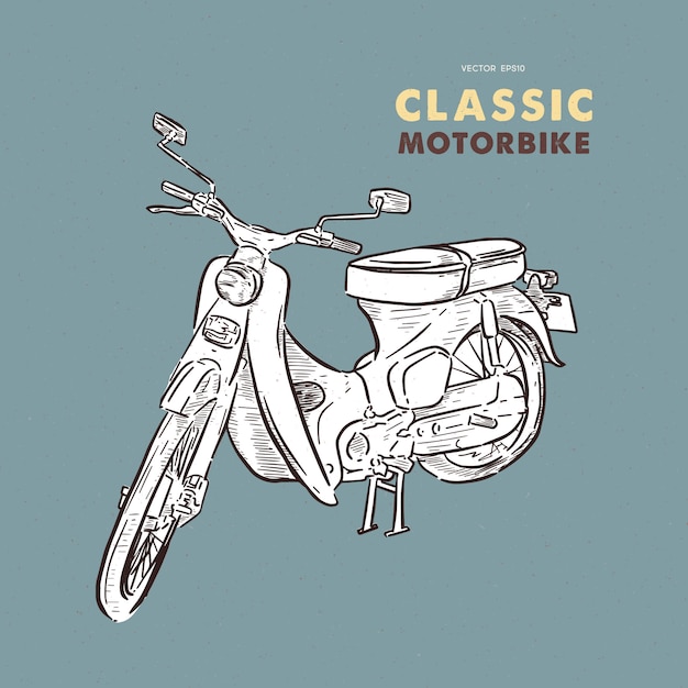 Moto vintage. mão desenhar desenho vetorial.