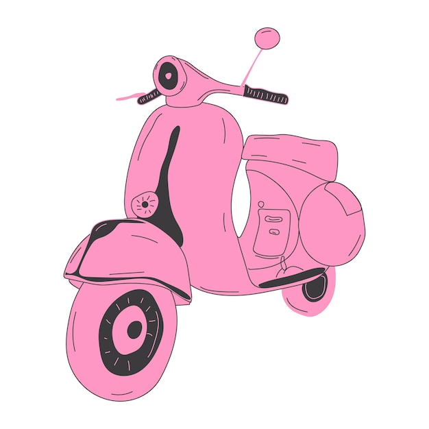 Moto vintage scooter com cor rosa. ilustrador vetorial