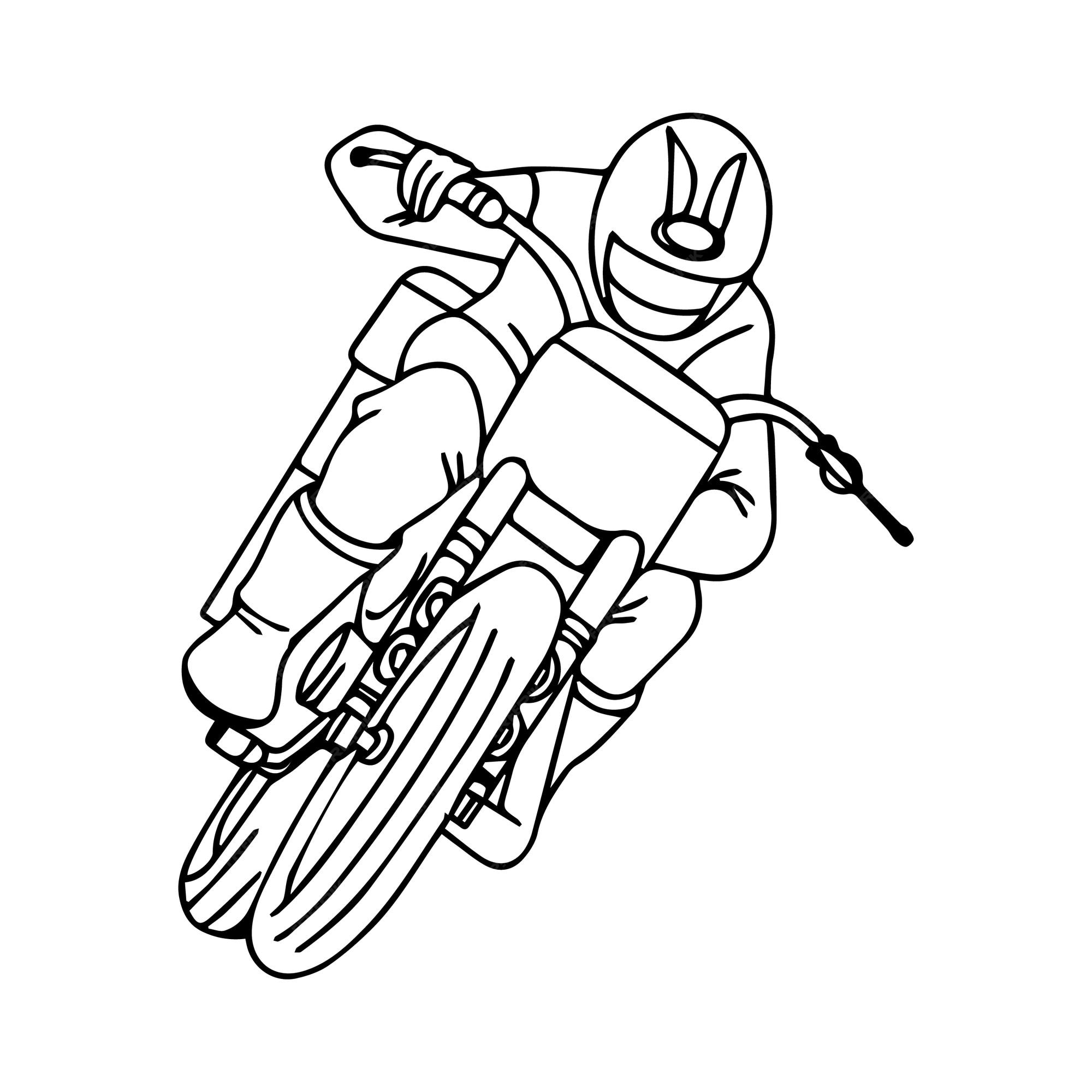 Arte de linha de motocicleta desenhada à mão crianças para livro de colorir  para crianças