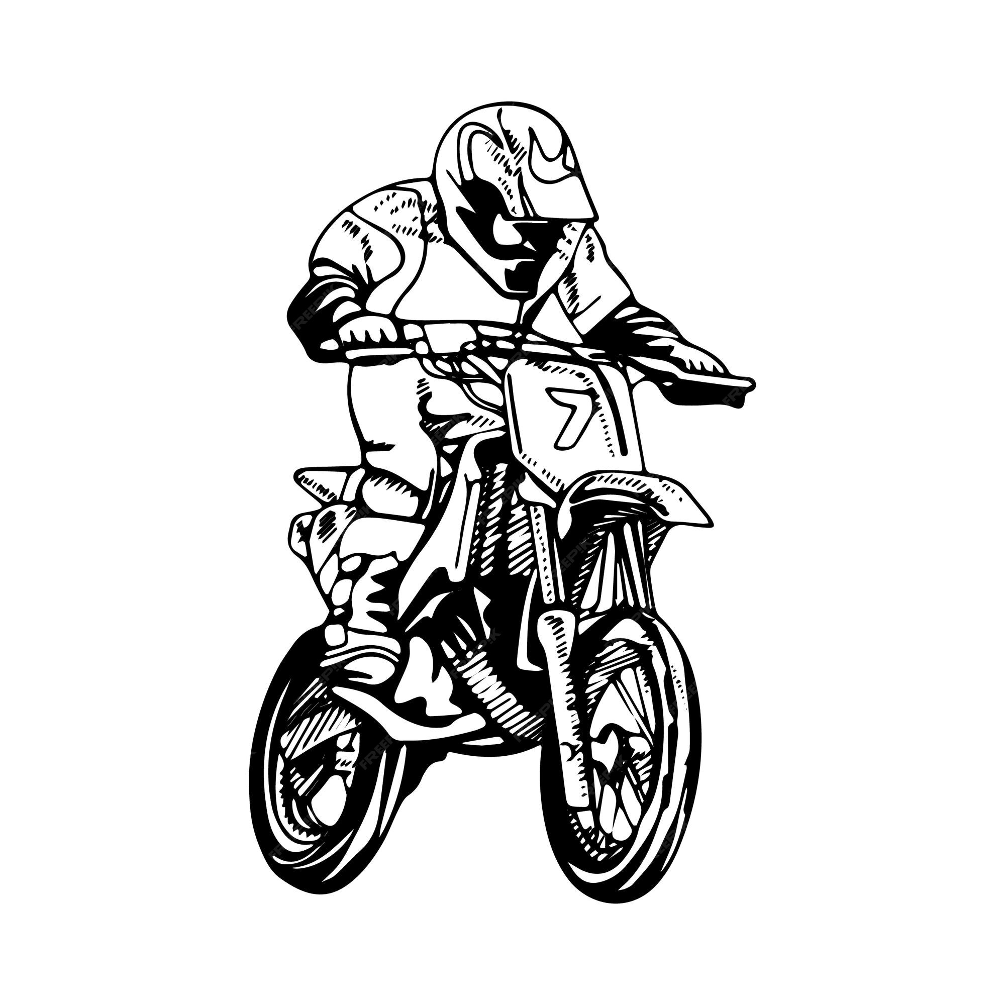 Arte de linha de motocicleta desenhada à mão crianças para livro de colorir  para crianças