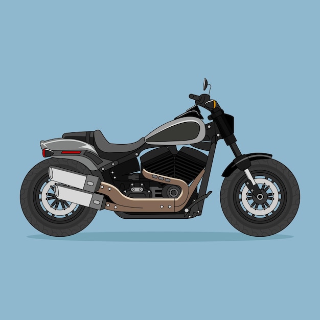 Motocicleta esportiva preta Bicicleta grande Desenho Ilustração Vector