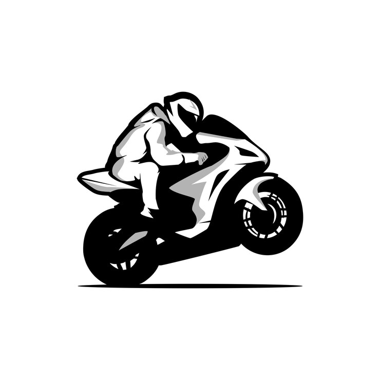 Vetor motocicleta motociclista esporte corrida de bicicleta silhueta logotipo vetor