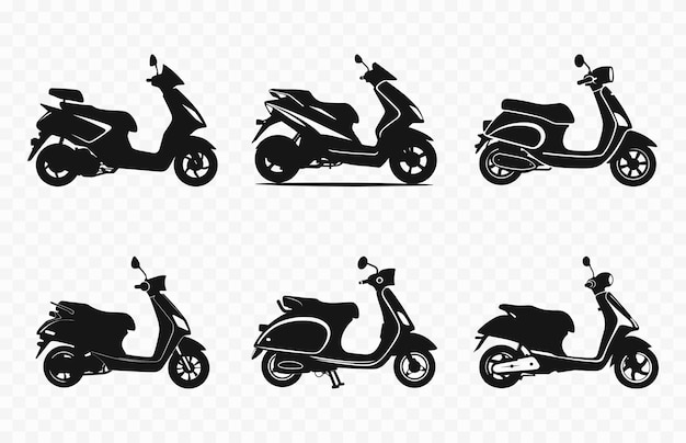 Motocicleta scooter silhouettes vetor set scooters preto silhouette vector bundle