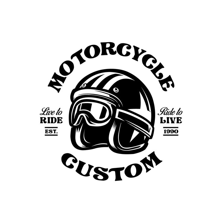Vetor motocicleta vintage, capacete de motociclista personalizado, logotipo monocromático, ilustração artística vetorial, melhor para automóveis