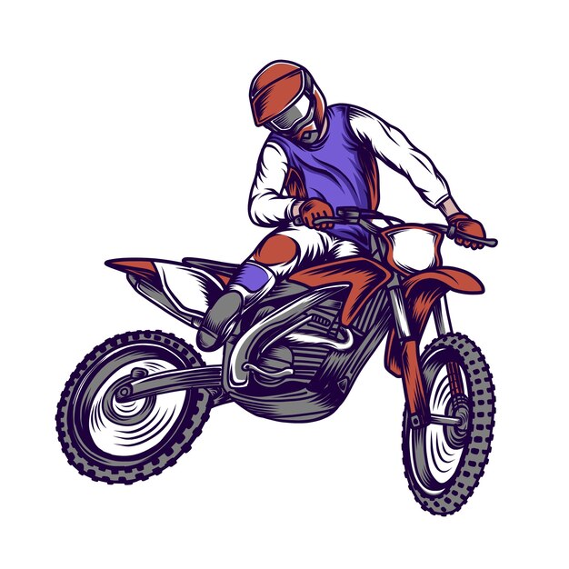 Desenho de ilustração vetorial desenhada à mão para moto de motocross