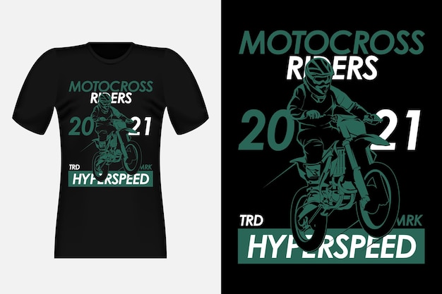 Motocross riders hyper speed silhouette vintage t-shirt design