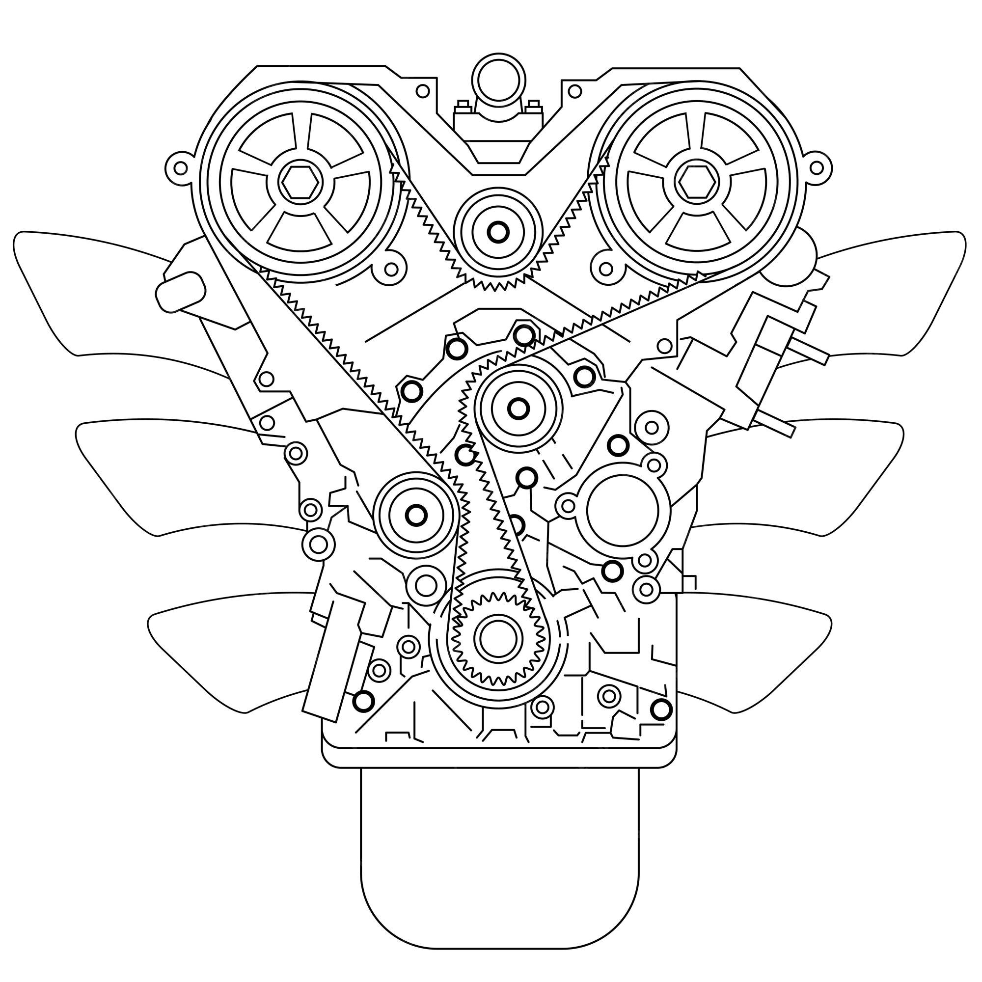 O Motor De Combustão Interna. Motor Potente De Oito Cilindros. Desenho De  Lápis. Royalty Free SVG, Cliparts, Vetores, e Ilustrações Stock. Image  39542999