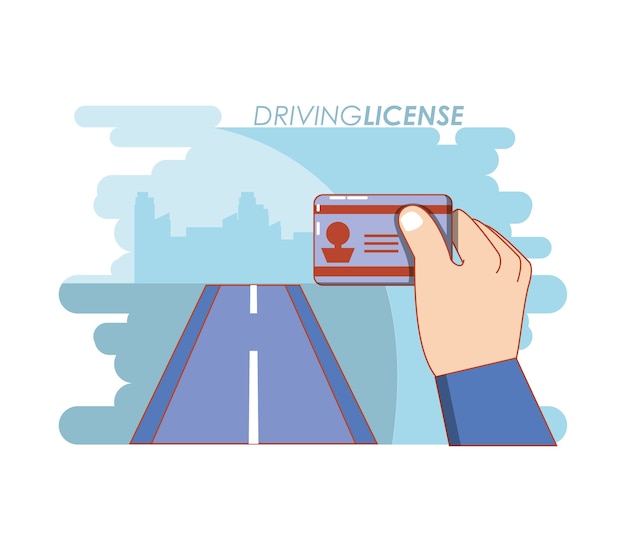 motorista com segurança campanha rótulo vector illustration design
