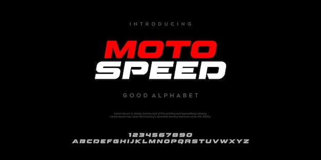 Motospeed futurista minimalista display design de fonte alfabeto tipo de letra letras tipografia
