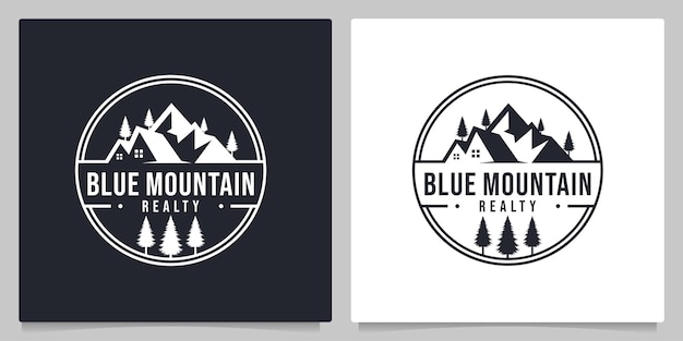 Mountain home real estate outdoor paisagem design de logotipo vintage