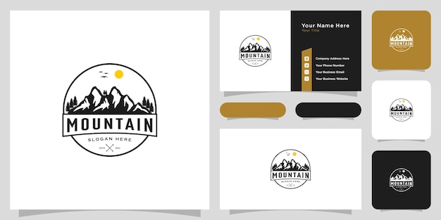 Mountain logo vector design emblema vintage