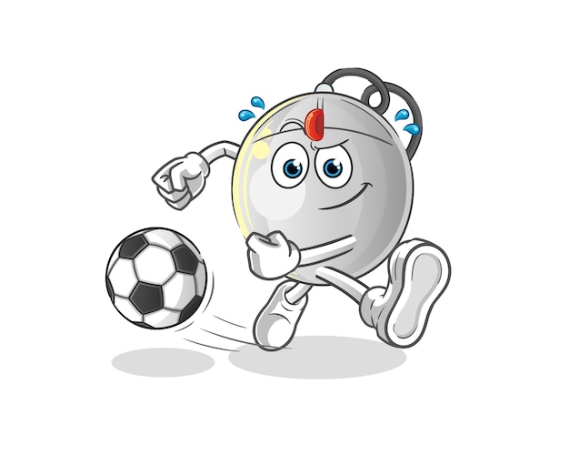 Vetor mouse de computador chutando o desenho da bola. vetor mascote dos desenhos animados