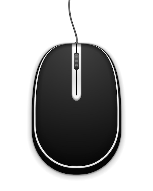 Mouse de computador preto sobre fundo branco vetor eps10 ilustração