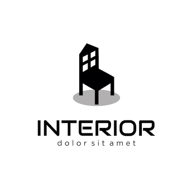 Vetor móveis cadeira interior design de logotipo da casa decoração do quarto