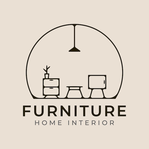 móveis interiores linha de arte logotipo ícone e símbolo ilustração vetorial design minimalista