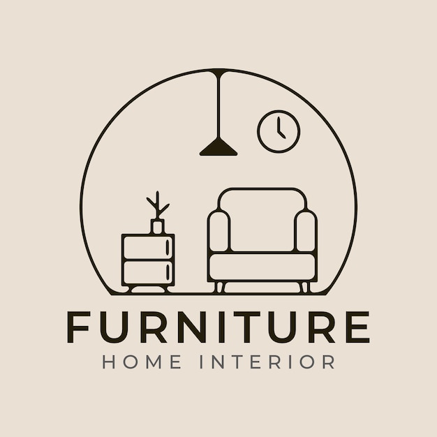móveis interiores linha de arte logotipo ícone e símbolo ilustração vetorial design minimalista