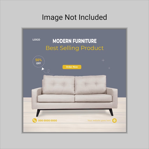 Móveis minimalistas e banner de venda de interiores de casa ou modelo de postagem em mídia social