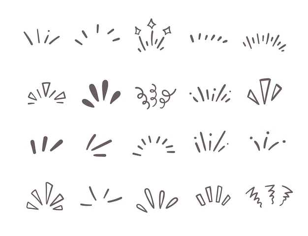 Vetor movimento de desenho animado de expressão de linhas encaracoladas bonitas desenhadas à mão