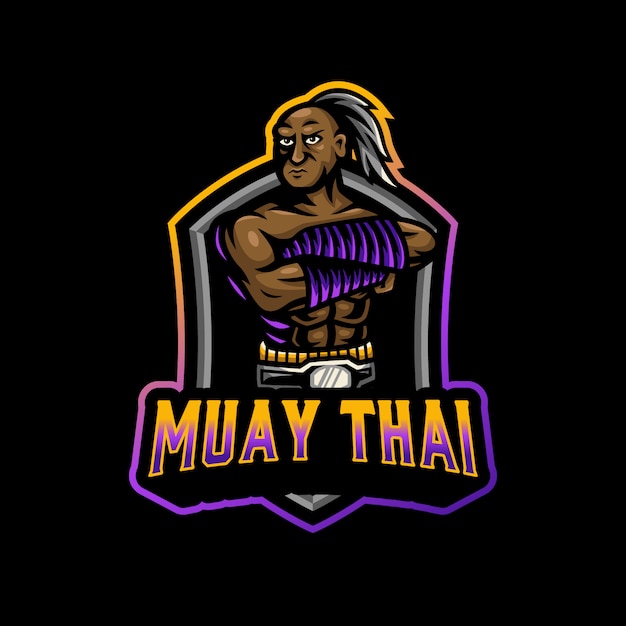 Muay thai mascote logotipo esport gaming