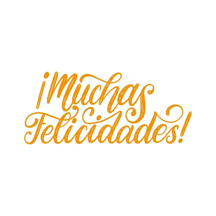 Vetor muchas felicidades traduzido da frase manuscrita espanhola parabéns pelo fundo branco. ilustração vetorial.