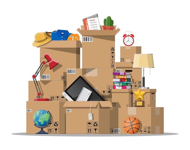 Mudança para uma nova casa. Família mudou-se para uma nova casa.