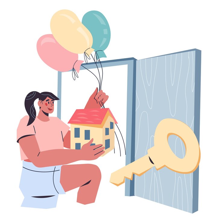 Vetor mudança para uma nova casa ou compra de um vetor de padrão de banner ou cartaz de propriedade