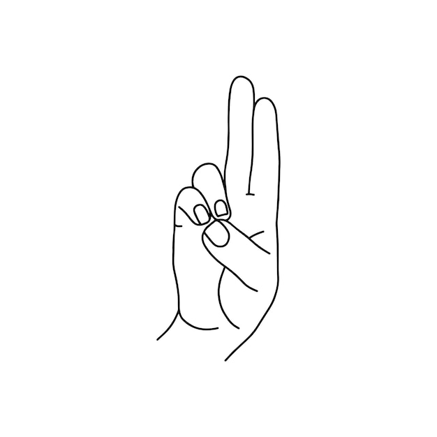 Mudra - prana. ilustração do vetor de mãos. gesto de mão yogue. estilo linear preto e branco.
