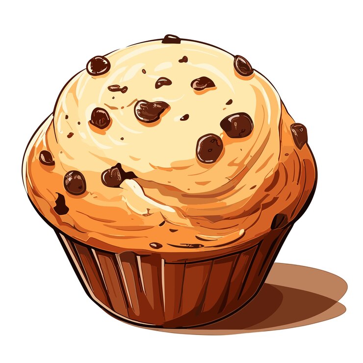 Vetor muffins com cobertura de chocolate ilustração vetorial isolada em um fundo branco