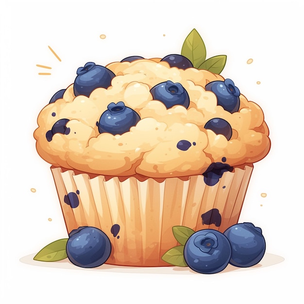 Vetor muffins de mirtilo fofinhos e doces ao estilo dos desenhos animados