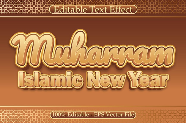 Muharram ano novo islâmico efeito de texto editável 3 dimensões gravar estilo moderno