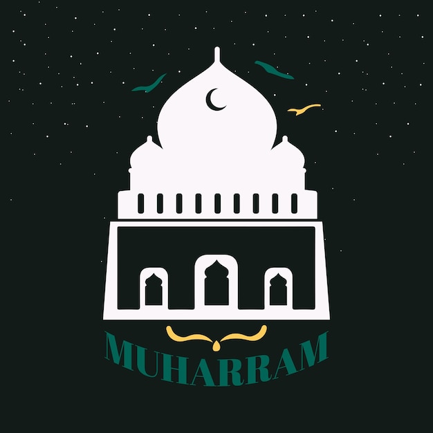 Muharram festival de ano novo islâmico cartão de design vetor e fundo