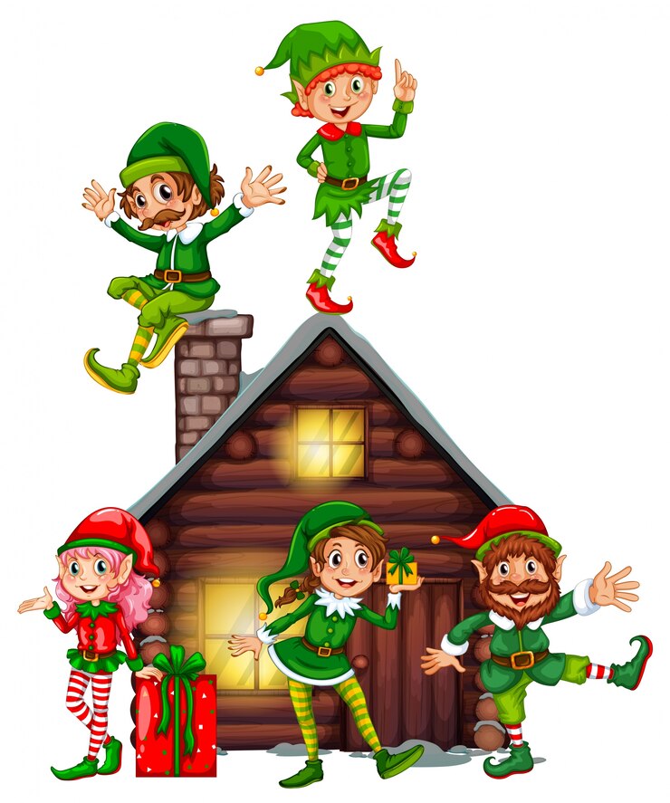 Vetor muitos duendes na cabine