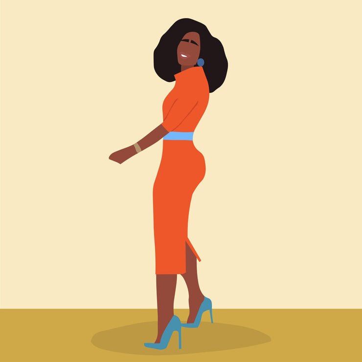 Vetor mulher africana elegante em resumo de vetor de estilo de arte de linha elegante
