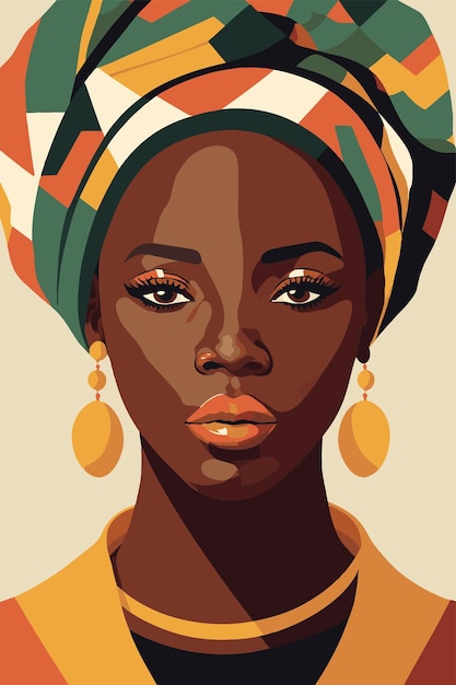 Mulher afro-americana negra com estilo matisse de arte de parede de cabelo encaracolado