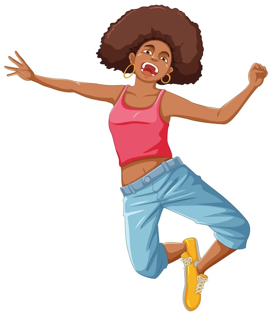 Mulher afro-americana personagem de desenho animado com cabelo afro