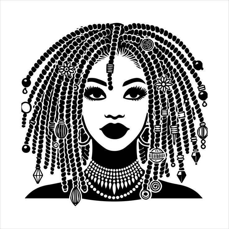 Vetor mulher afro cabelo encaracolado ilustração clipart afro silhueta da menina design