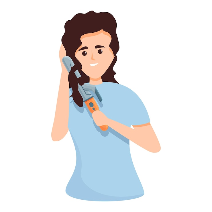 Vetor mulher alisa ícone de cabelo desenho animado de mulher alisa ícone vetor de cabelo para web design isolado em fundo branco