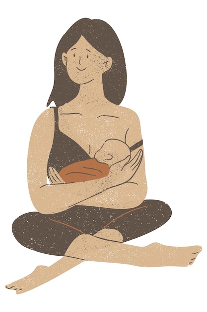 Mulher amamentando um arquivo vetorial de bebê Semana mundial da amamentação Mulher com um bebê Mothercare