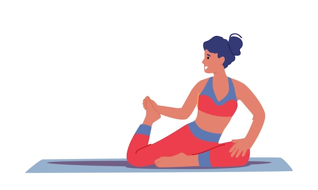Mulher Atividade Esportiva Personagem Feminina em Forma Física Perfeita Fitness Yoga ou Exercícios Aeróbicos em Casa Treinando