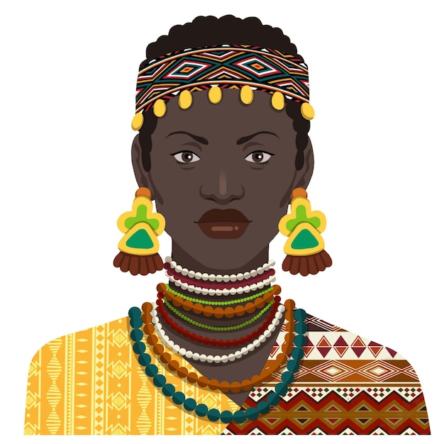 Mulher bonita africana em roupas tradicionais ilustração em vetor de mulher negra