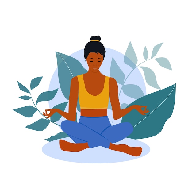 Meditação no escritório. Empresário sentado em pose de lótus de ioga,  relaxe. Personagem de desenho animado vetorial plana imagem vetorial de  dd_shutter.bk.ru© 334496066