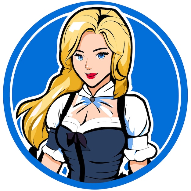 Mulher Bonita Princesa Tatuagem Mão Desenhada Cartoon Adesivo.