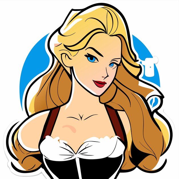 Mulher bonita princesa tatuagem mão desenhada cartoon adesivo ícone conceito ilustração isolada