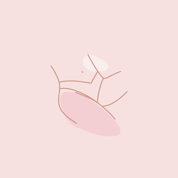 Mulher bum nádegas contorno feminino espólio em maiô ou roupa interior mão desenhada pastel rosa mínimo ilustração personagem de pele sexy em biquíni e calcinha cartões ou cartazes vetor conjunto de linha isolada