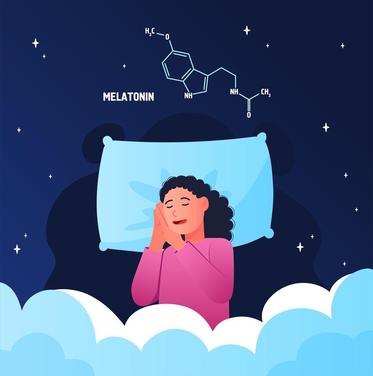 Vetor mulher calma dormindo na cama