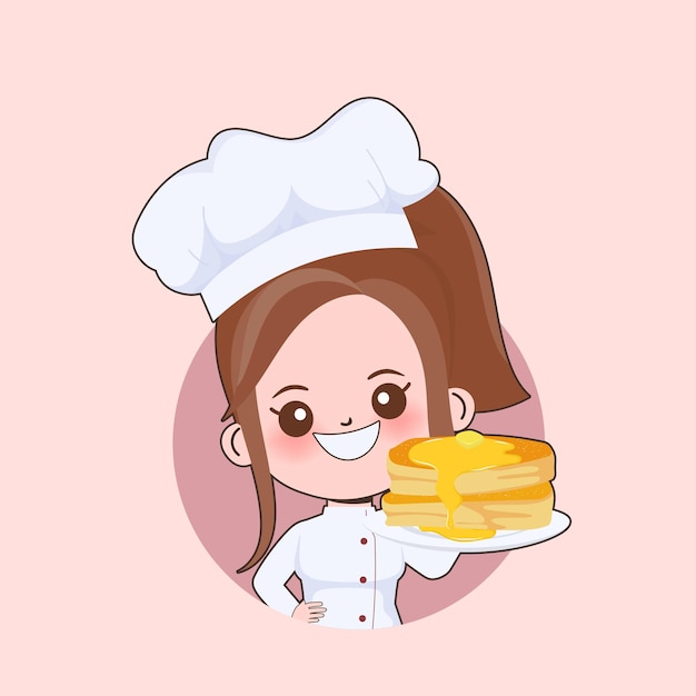 Mulher chef fofa cozinhando personagem